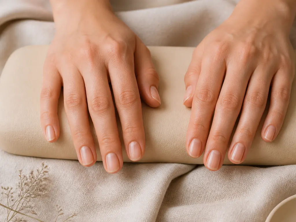 Limas y herramientas de manicura esterilizadas sobre una toalla azul