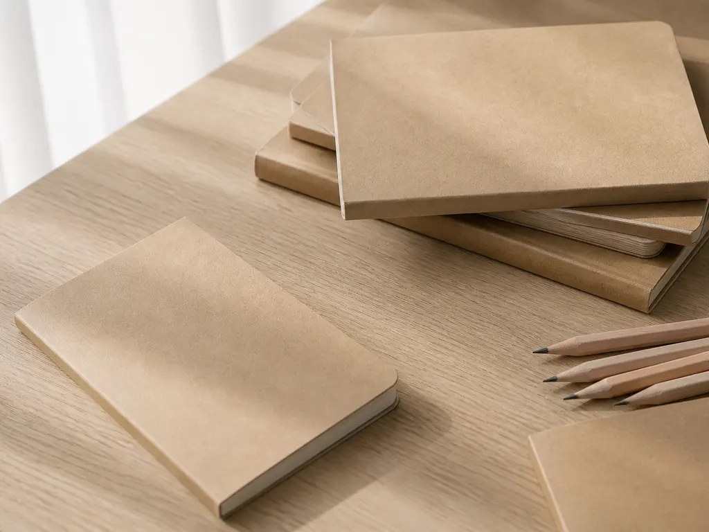 Cuadernos, lápices y material de escritura ordenados por color