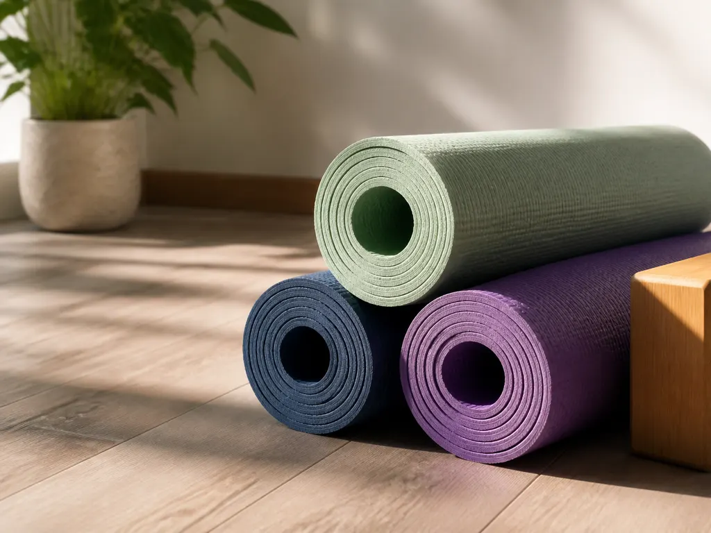 Ruhige Ecke mit Yogamatte, Pflanze und Tageslicht